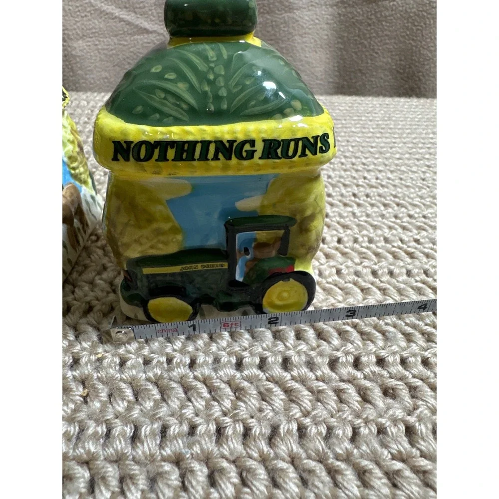 John Deere Gibson Ceramic Salt and Pepper Shaker Set Nothing Runs Like A Deere
